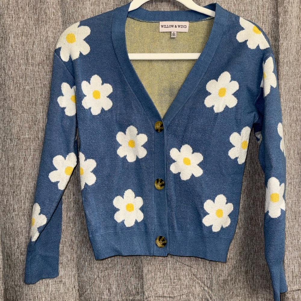 Blue Floral Women's Sweater